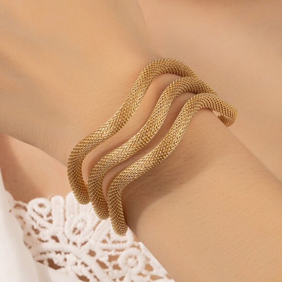 3 Layer Gold Bangle Bracelet - Picture 1 of 3